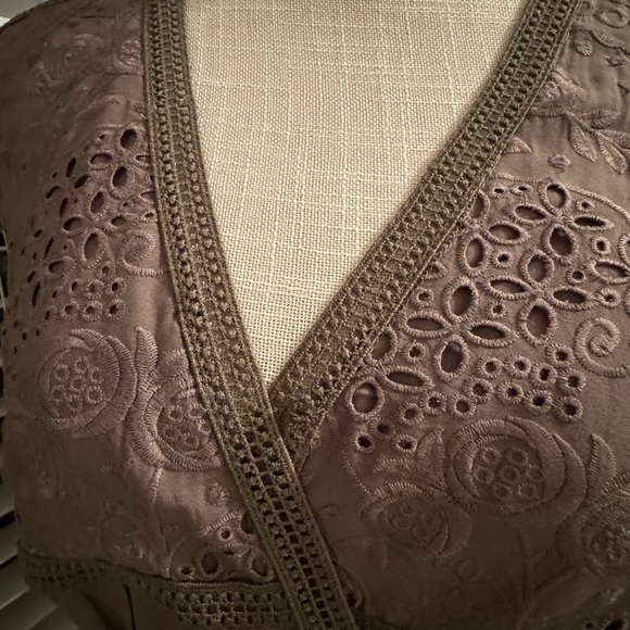 Anthropologie khaki/green lace and silk top - Picture 5 of 12